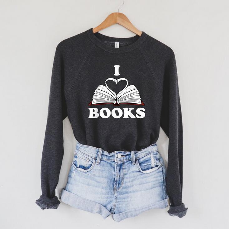 I Love Books Shirt Raglan Sleeve Sweatshirt