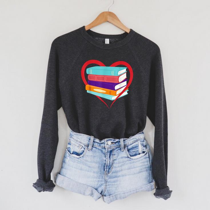 I Love Reading Book Heart Love Books Library Raglan Sleeve Sweatshirt