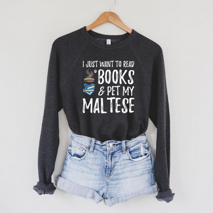 Maltese Avid Book Reader Dog Mom  For Men Women Raglan Sleeve Sweatshirt