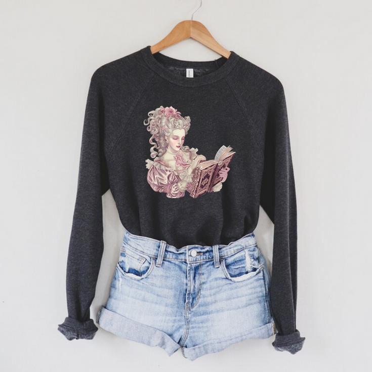 Marie Antoinette Reading A Book Raglan Sleeve Sweatshirt