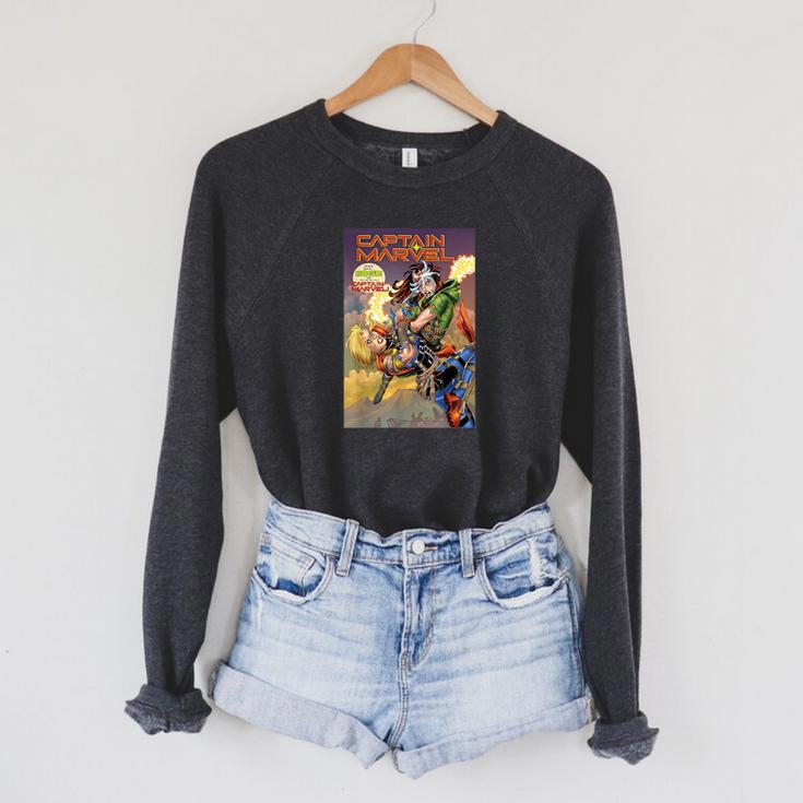Marvel Captain Marvel Versus Rogue Revenge Comic Book Cover Raglan Sleeve Sweatshirt