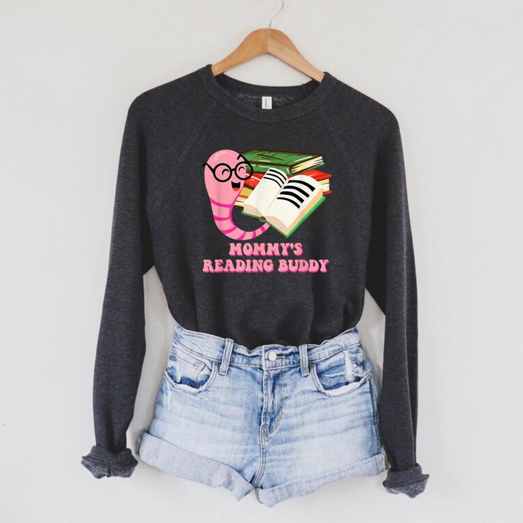 Mommys Reading Buddy Bookworm Humor Book Lover Mom Raglan Sleeve Sweatshirt