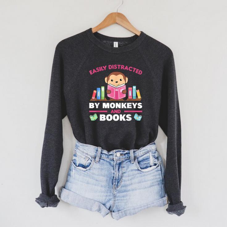 Monkeys And Books Saying With Book And Monkey Raglan Sleeve Sweatshirt