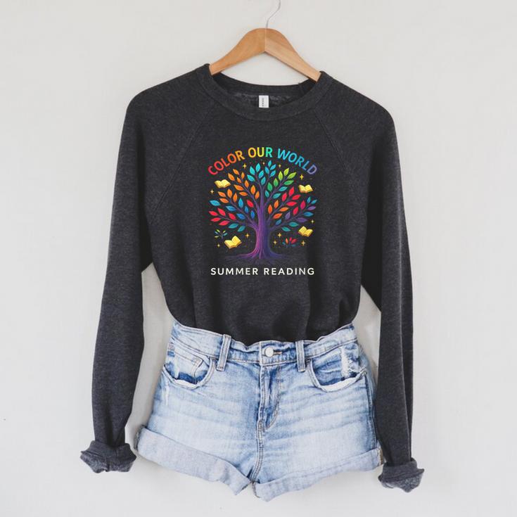 Mystical Tree Color Our World Summer Reading Books Raglan Sleeve Sweatshirt