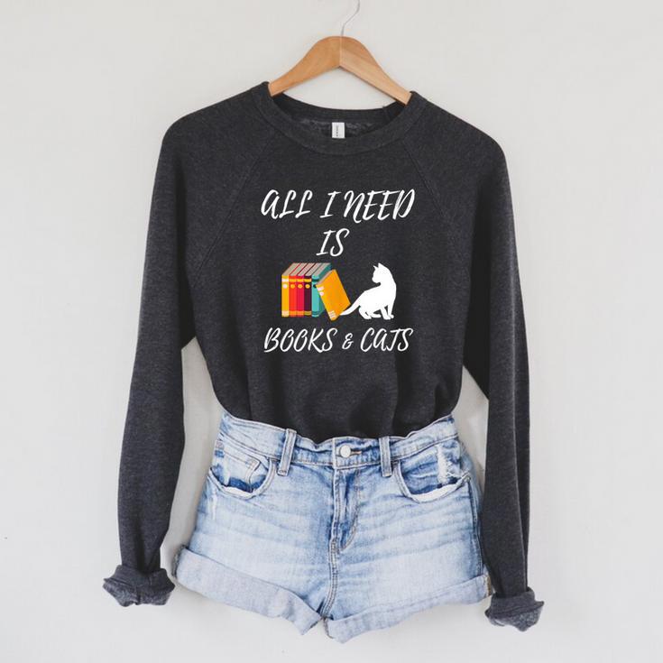 I Need Is Book & Cats Books Pet Lover Raglan Sleeve Sweatshirt
