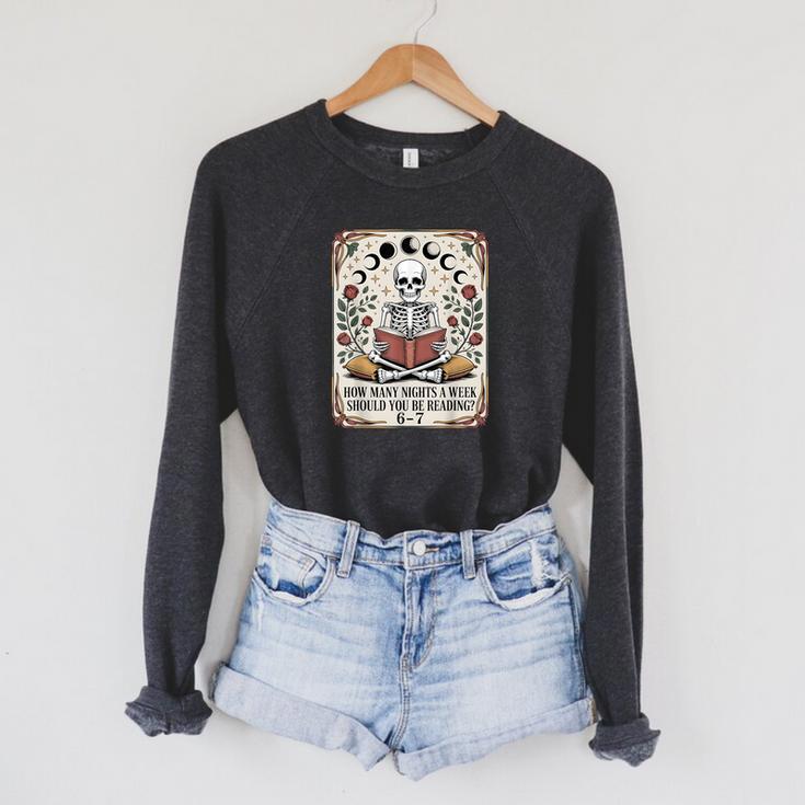 How Many Nights Reading Meme 6 7 Book Lover Raglan Sleeve Sweatshirt