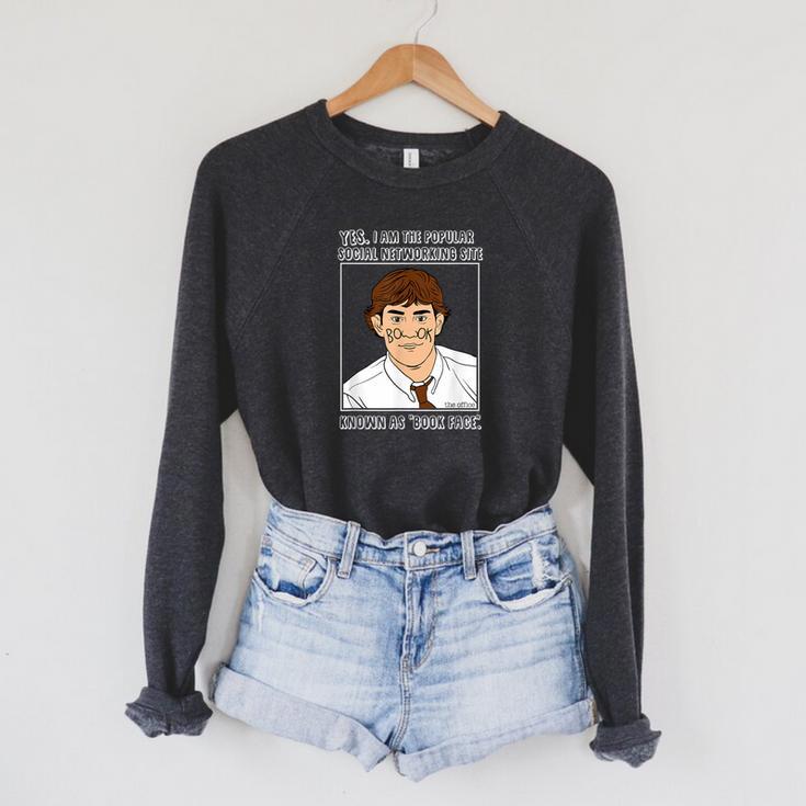 The Office Book Face Jim Raglan Sleeve Sweatshirt