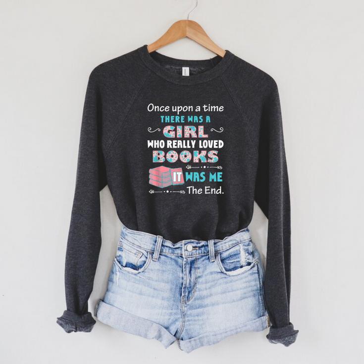 There Was A Girl Who Loved Books Book Lover Daughter Girls Raglan Sleeve Sweatshirt