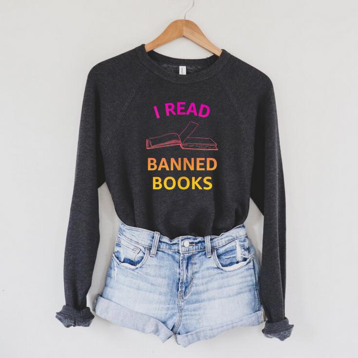 I Read Banned Books Pink-Yellow Literature Activist Raglan Sleeve Sweatshirt
