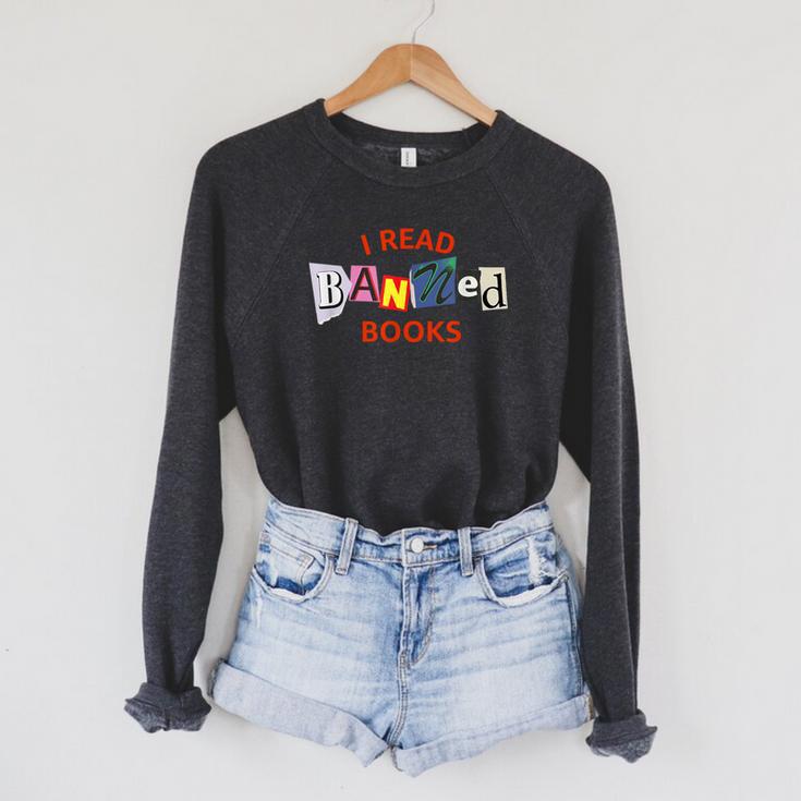 I Read Banned Books Scrap Letters Literature Activist Raglan Sleeve Sweatshirt
