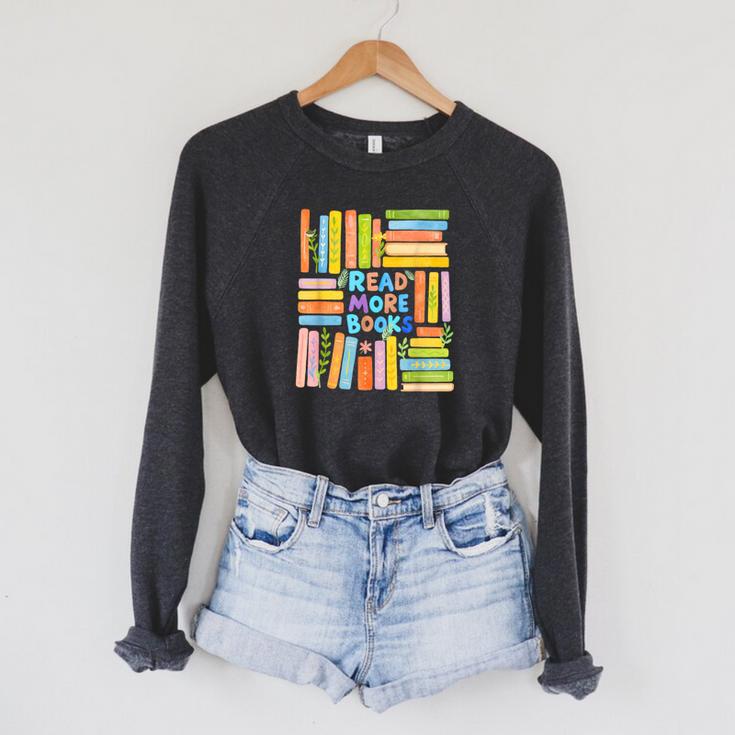 Read More Books Colorful Watercolor Reader Raglan Sleeve Sweatshirt