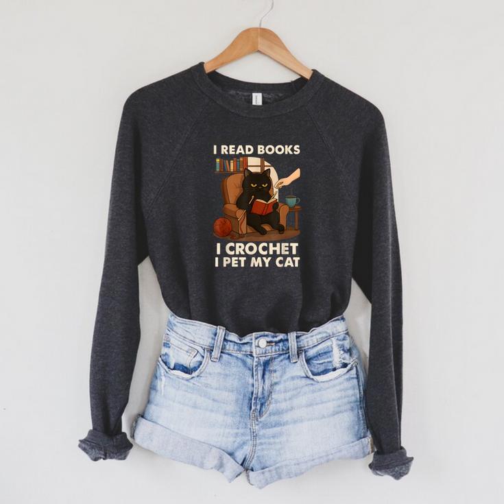 Read Books Crochet & Pet Lazy Cat Coffee Raglan Sleeve Sweatshirt