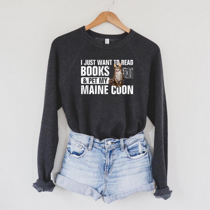 Read Books Pet My Maine Coon Bookworm Cat Lover For Men Women Kids Raglan Sleeve Sweatshirt