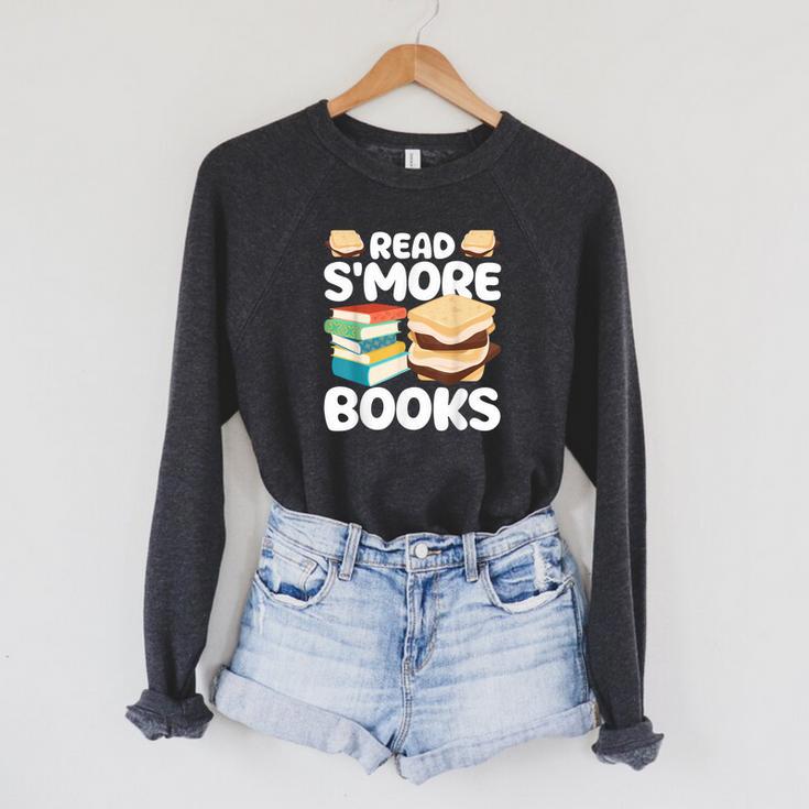 Read S'More Books Camping Reading Bookworm Book Lover Raglan Sleeve Sweatshirt