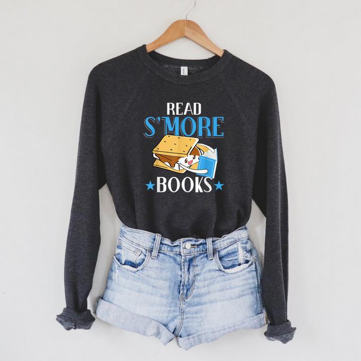 Read Smore Books Men Campfire Camping Camper Raglan Sleeve Sweatshirt