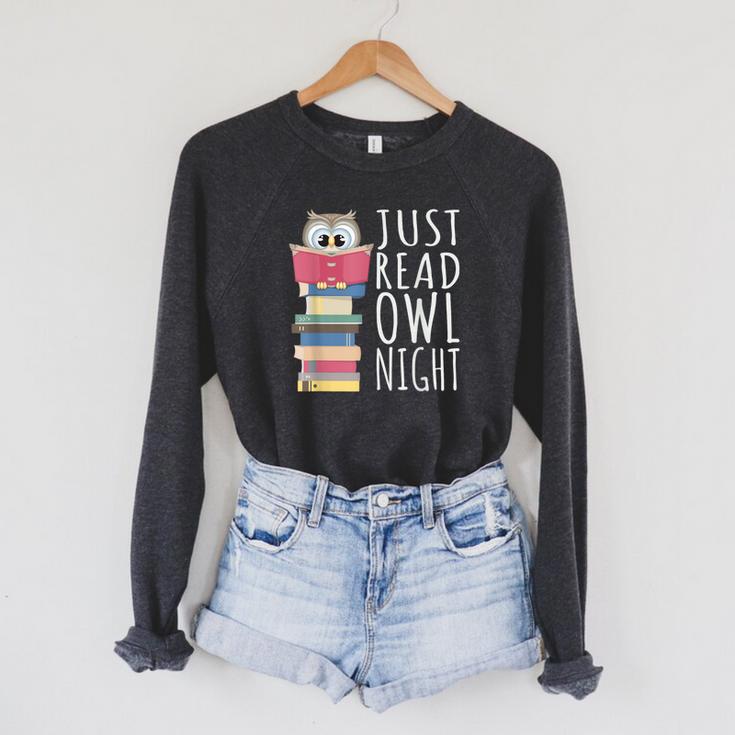 Reading Book Bookworm Kawaii Library Just Read Owl Night Raglan Sleeve Sweatshirt