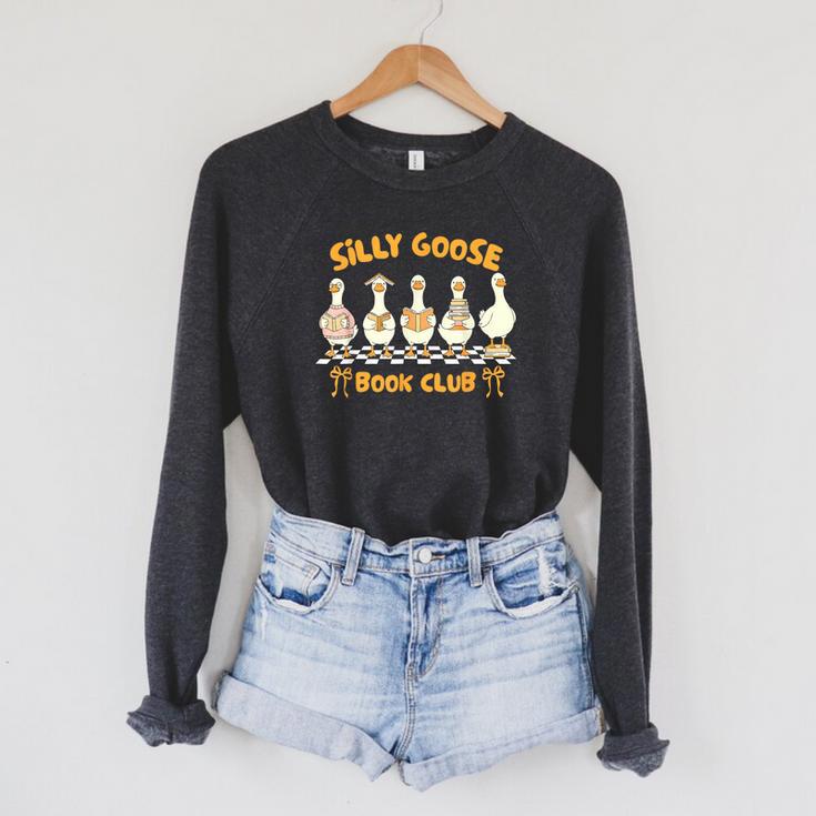 Reading Book Lover Bookish Reader Silly Goose Book Club Raglan Sleeve Sweatshirt