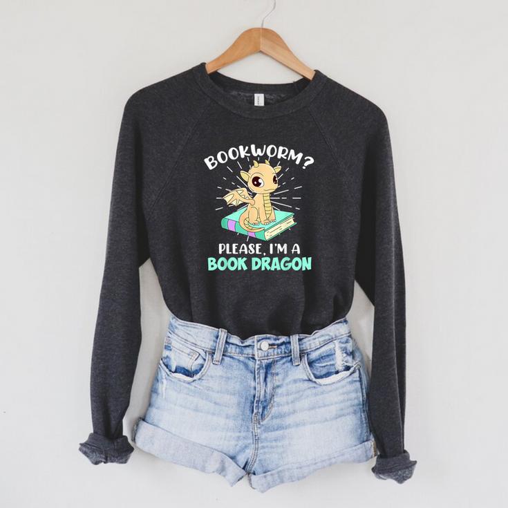 Reading Books Bookworm I Am a Book Dragon Raglan Sleeve Sweatshirt
