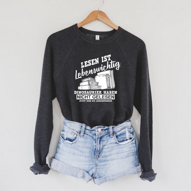 Reading Books Is Life Important Dinosaur Book Raglan Sleeve Sweatshirt