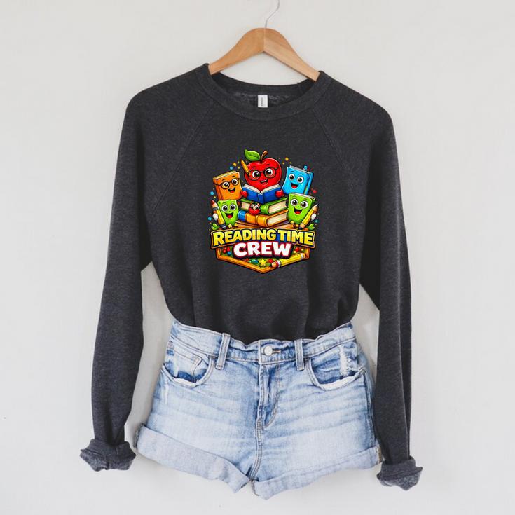 Reading Crew Teacher Literacy Classroom Book Raglan Sleeve Sweatshirt