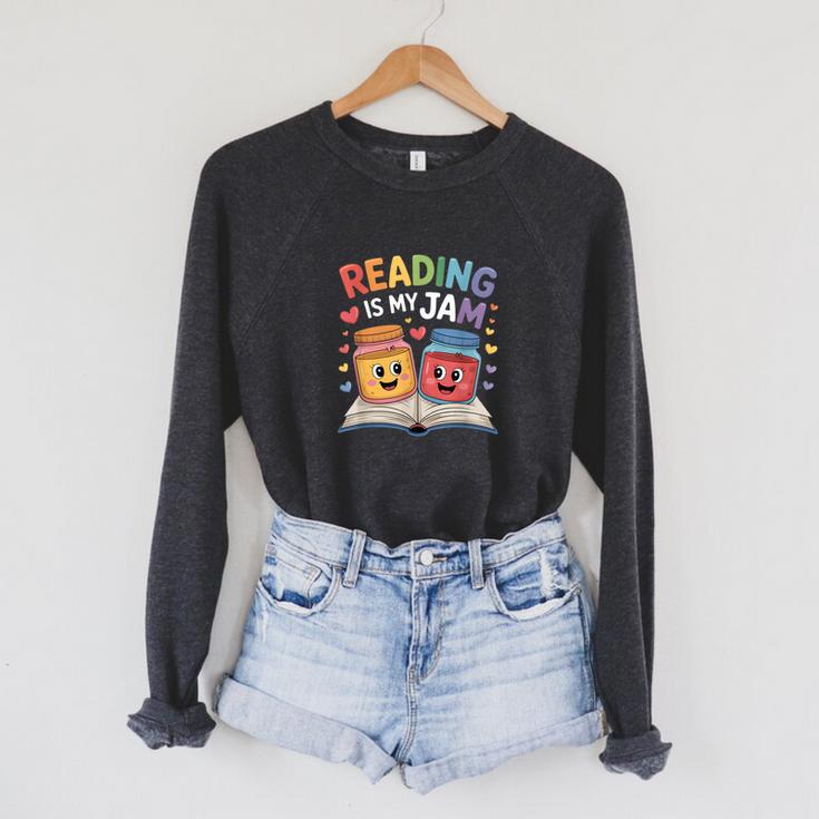 Reading Is My Jam Book Lover Humor Raglan Sleeve Sweatshirt