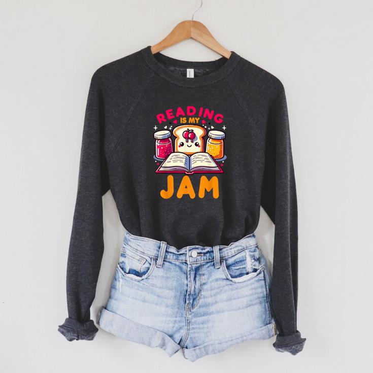 Reading Is My Jam Book Lover Kids Teacher Raglan Sleeve Sweatshirt