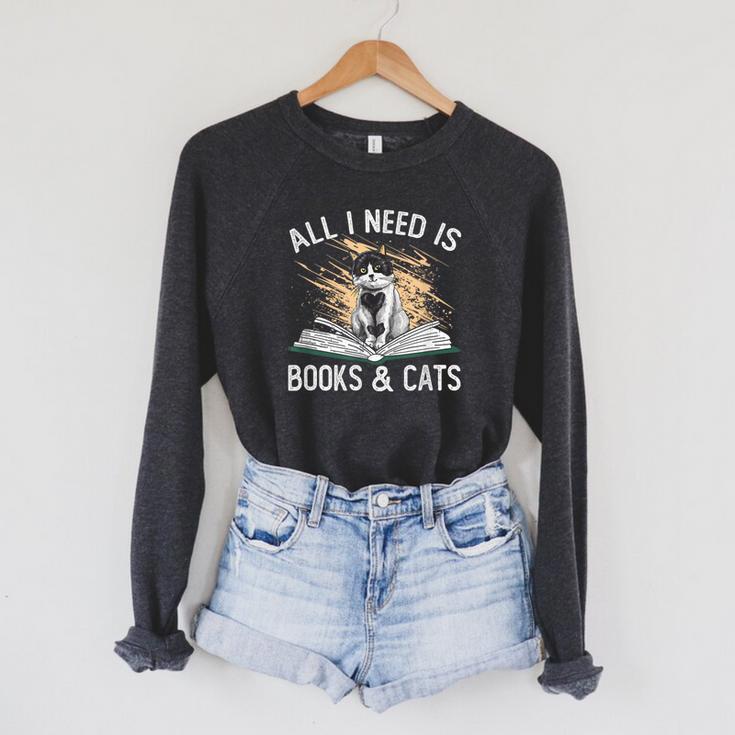 Reading All I Need Is Books & Cats Raglan Sleeve Sweatshirt