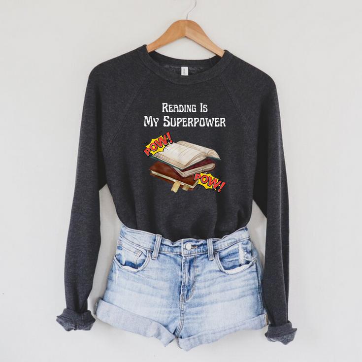 Reading Is My Superpower Book Lover Raglan Sleeve Sweatshirt