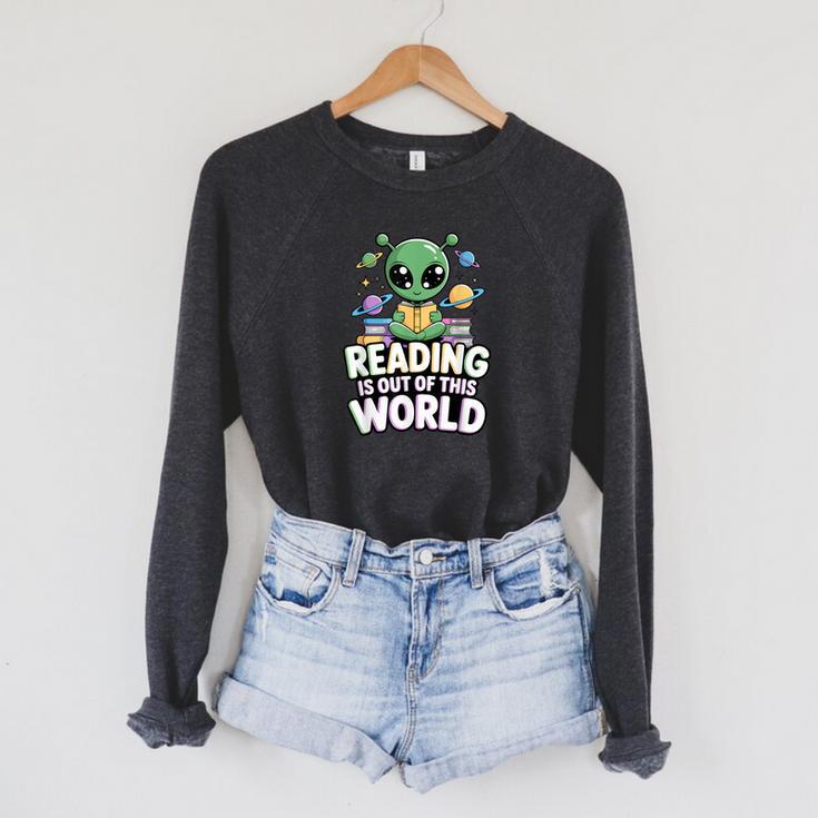 Reading Is Out Of This World Space Book Lover Bookworm Raglan Sleeve Sweatshirt