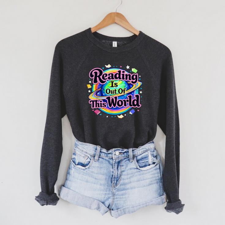 Reading Is Out Of This World Space Books Lover Kid Boy Raglan Sleeve Sweatshirt