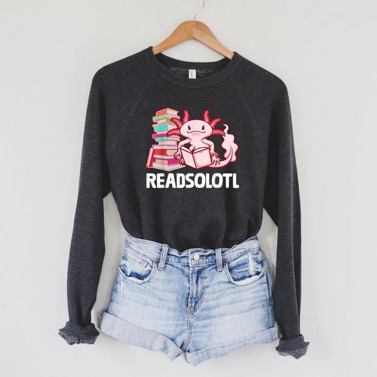 Readsolotl Axolotl Reading Fish Books Lizard Raglan Sleeve Sweatshirt