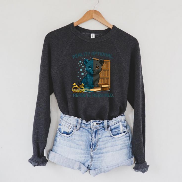 Reality Optional Reading Required Gamer Panther Book Raglan Sleeve Sweatshirt