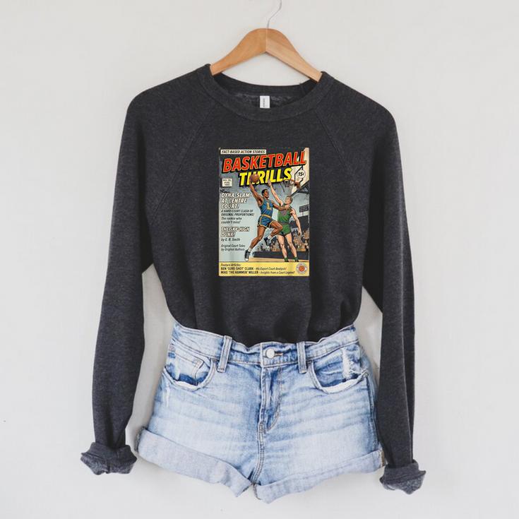 Retro Basketball Player Comic Book Style Dunker Graphic Raglan Sleeve Sweatshirt