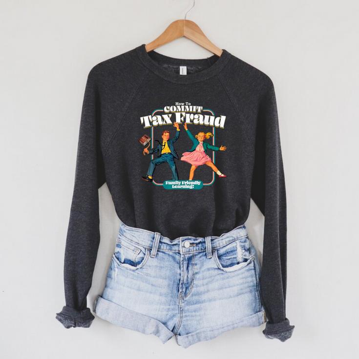 Retro Children's Book Learning Series How To Commit Tax Fraud Family Friendly Learning Raglan Sleeve Sweatshirt