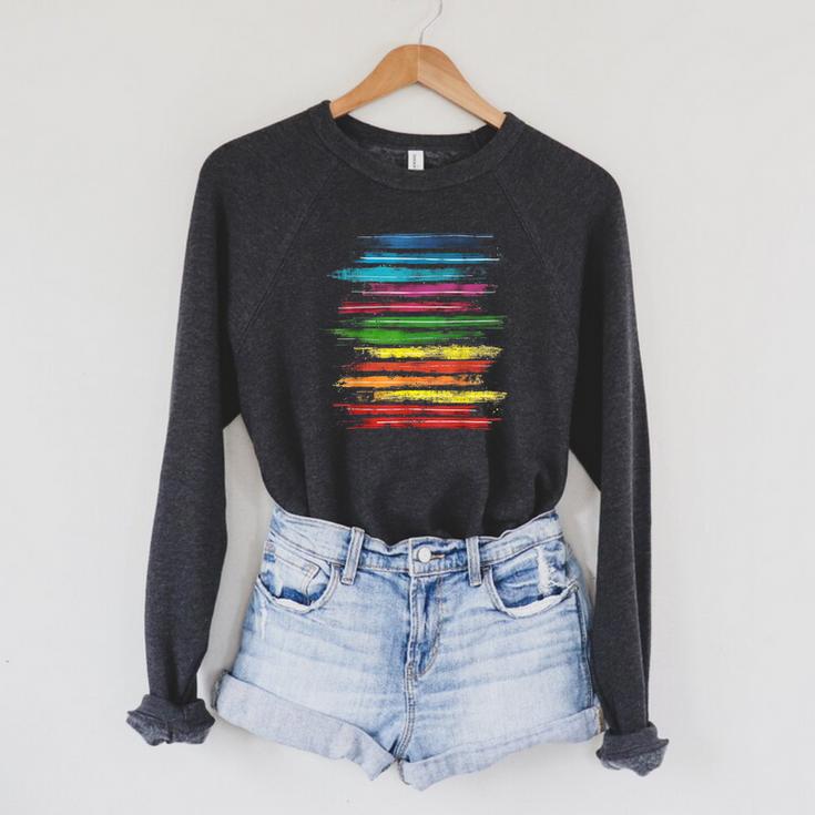 RtY Book Colorful Art Painting Graphic Motif Book Small Raglan Sleeve Sweatshirt