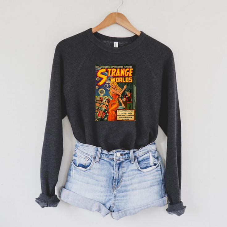 Sci Fi Pin Up Girl Science Fiction Vintage Horror Comic Book Raglan Sleeve Sweatshirt