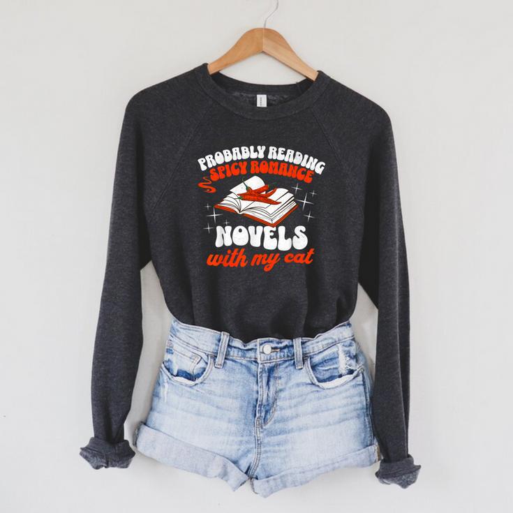 Spicy Books Reading Spicy Romance Novels & Cat Smut Reader Raglan Sleeve Sweatshirt