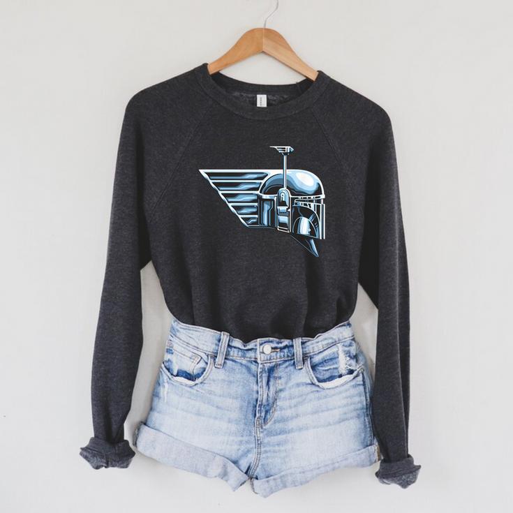 Star Wars The Book Of Boba Fett Chrome Helmet Logo Raglan Sleeve Sweatshirt