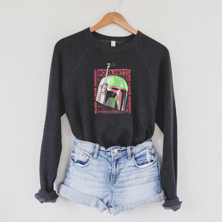 Star Wars The Book Of Boba Fett Helmet Text Stack Raglan Sleeve Sweatshirt