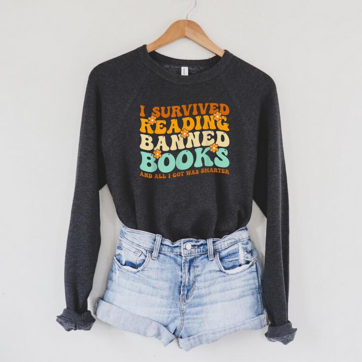 I Survived Reading Banned Books Book Lover Bookaholic Raglan Sleeve Sweatshirt