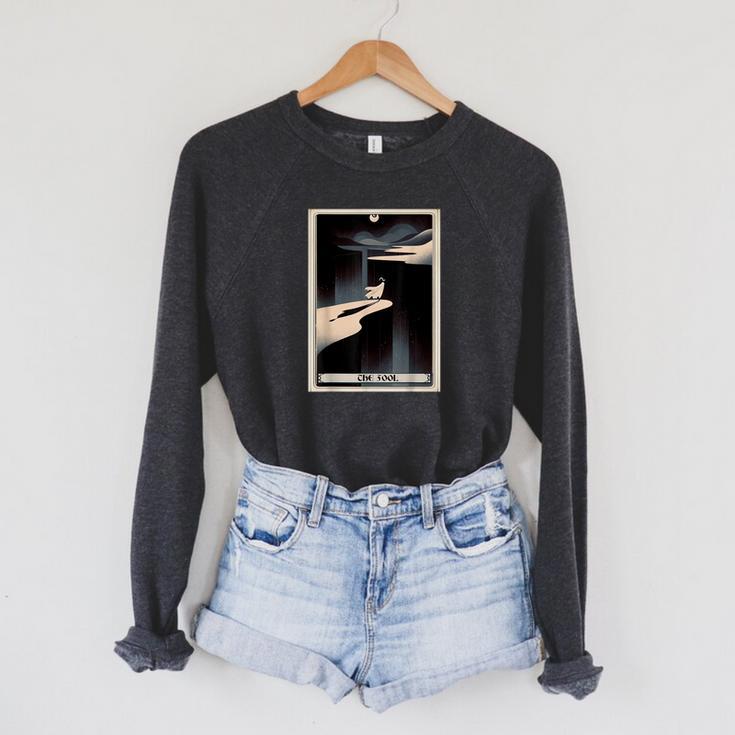 Tarot Cards Guide Book Esoteric Mysticism Clothing The Fool Tarot Card -Adults & Kids Small Short Sleeve Crew Neck Classic Fit Raglan Sleeve Sweatshirt