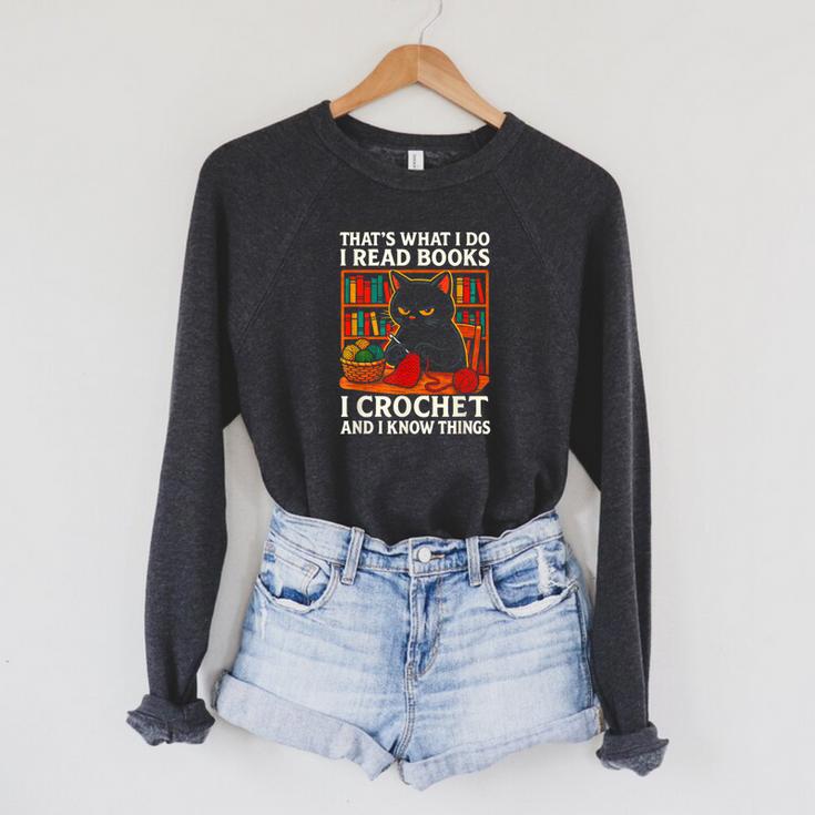 That's What I DO I Read Books Crochet Cat Raglan Sleeve Sweatshirt