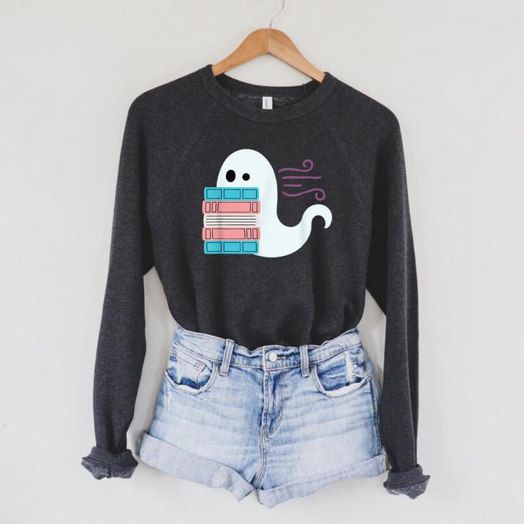 Threadless Grey Sky Chai Trans Book Pride Ghost Graphic Raglan Sleeve Sweatshirt