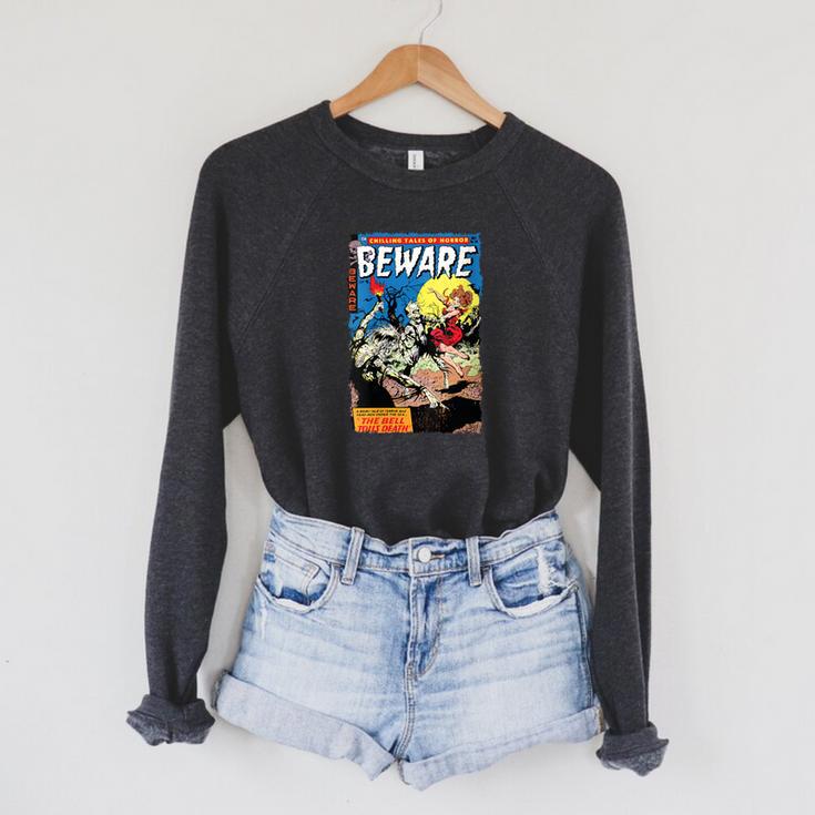 Vintage Horror Comic Book Cover Beware 10 Raglan Sleeve Sweatshirt
