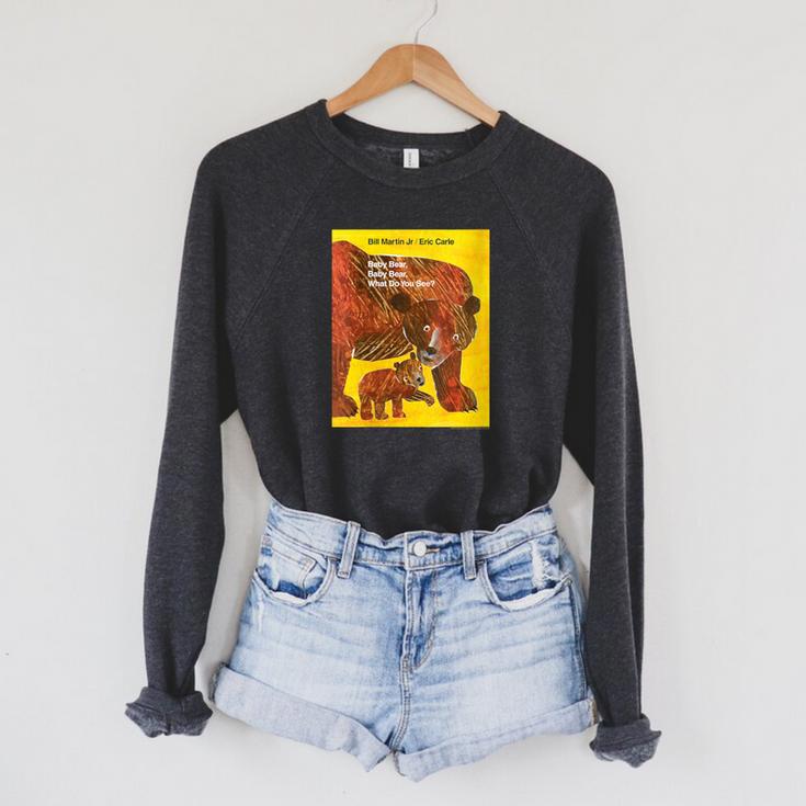 Women's Eric Carle Baby Bear Baby Bear What Do You See Book Cover Raglan Sleeve Sweatshirt