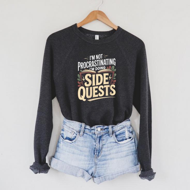 Women's Im Not Procrastinating Im Doing Side Quests Book Lover Raglan Sleeve Sweatshirt