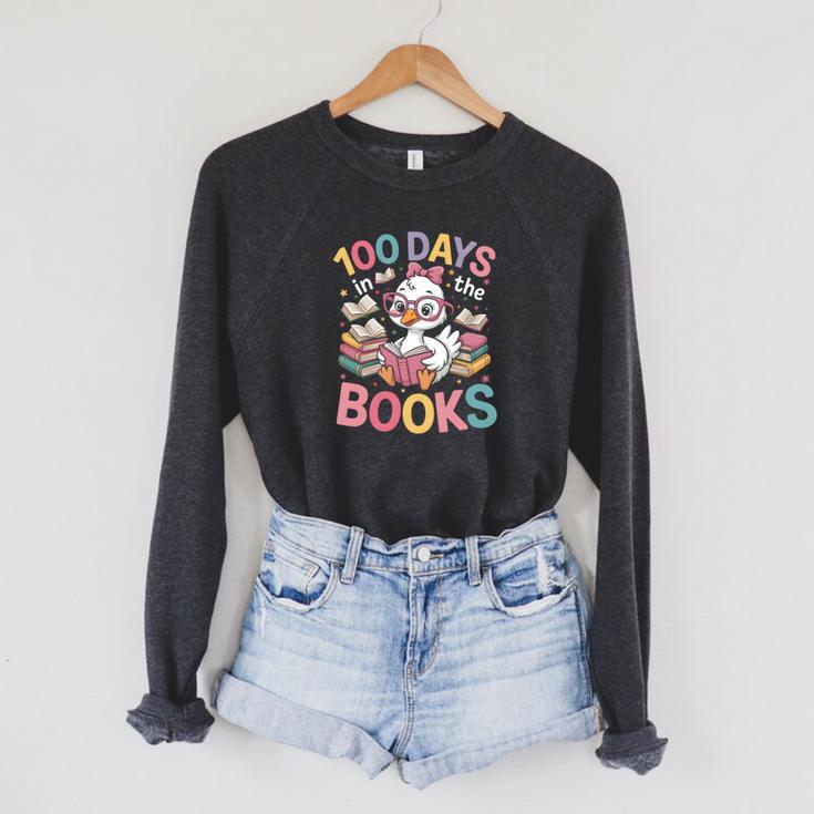 100 Days In The Books Goose Reading 100th Day Of School Raglan Sleeve Sweatshirt