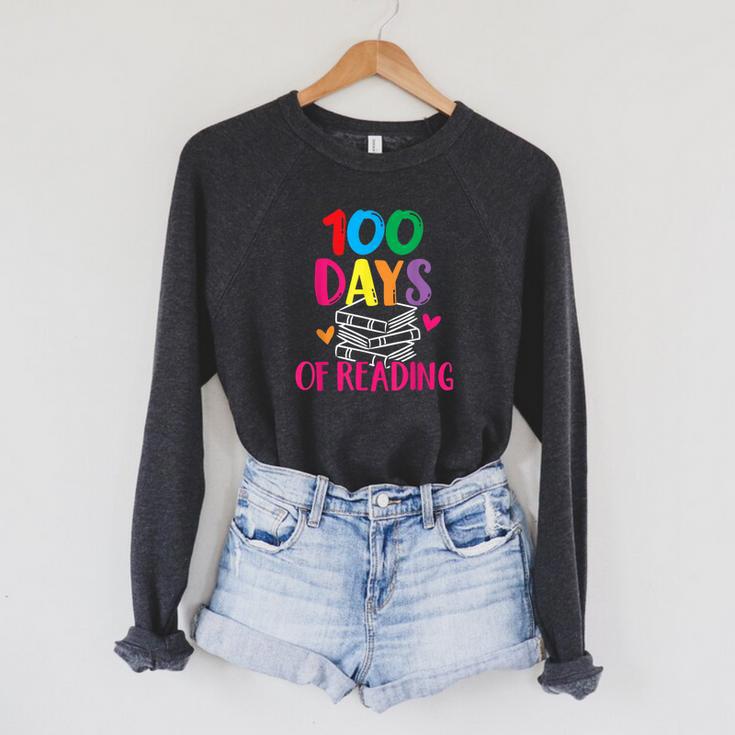 100 Days Of School Reading English Teacher Books Stack Raglan Sleeve Sweatshirt