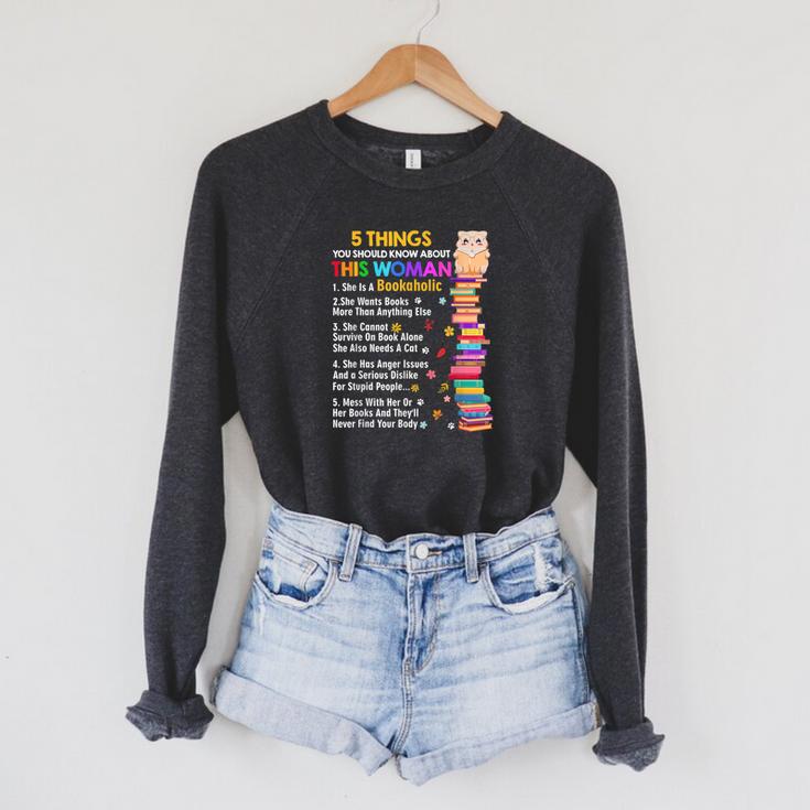 5 Things Should Know About This Woman Bookaholic Book Lover Raglan Sleeve Sweatshirt 5 Things Should Know About This Woman Bookaholic Book Lover Raglan Sleeve Sweatshirt