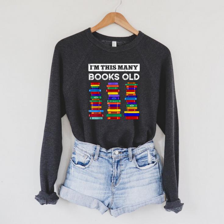 50th Birthday I'm This Many Books Old 50 Years Old Bookworm Raglan Sleeve Sweatshirt